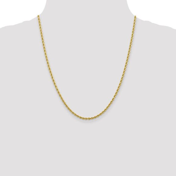 2.75mm 10k Yellow Gold Solid Diamond Cut Rope Chain Necklace, 22 Inch - Picture 2 of 8